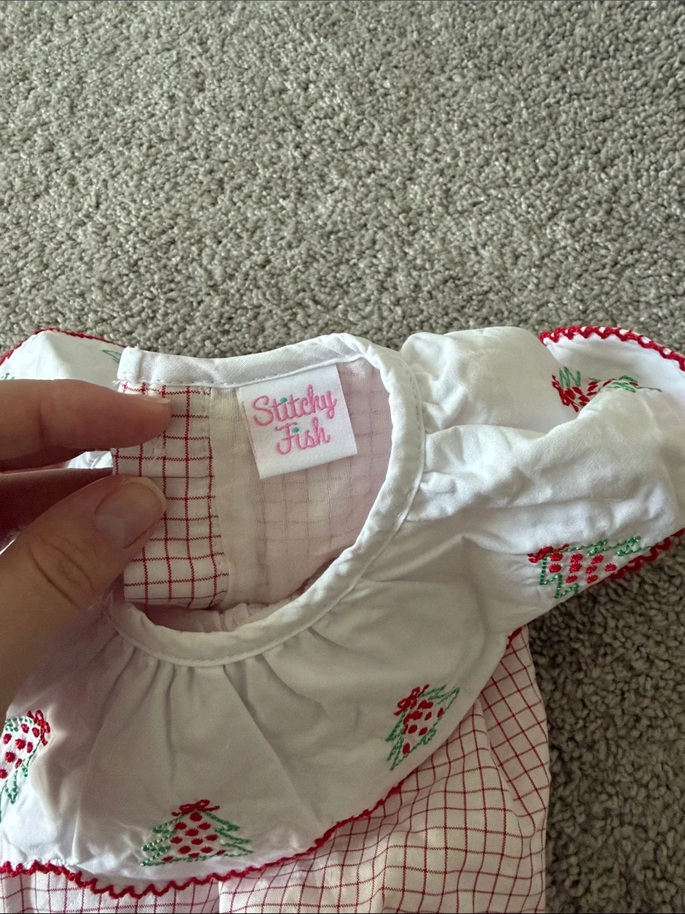 Pink Gingham Baby One-Piece with Embroidered White Collar